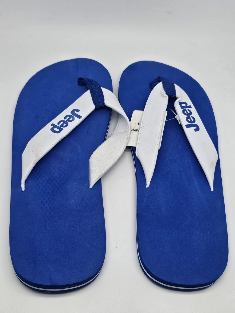 New Jeep Men’s & Womens Unisex Royal Blue and White Flip Flops